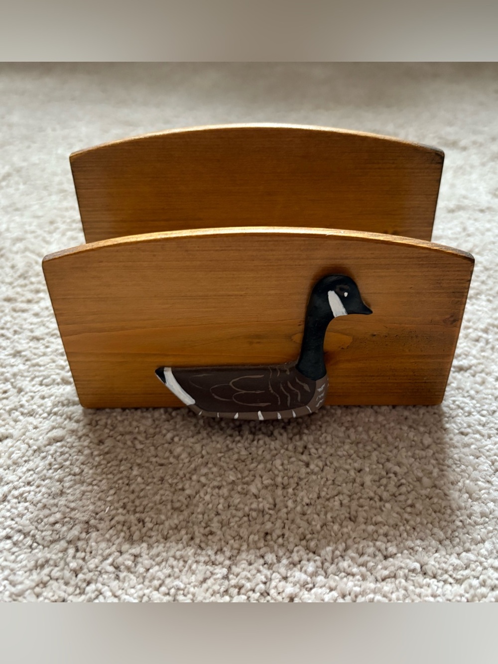 Handcrafted Wooden Goose Country Farmhouse Decorative Napkin Letter Holder